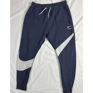 Nike Sportswear Swoosh Fleece Pants Men's Size Medium Blue Big Swoosh‎